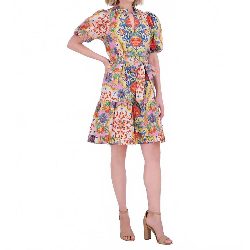 NEW VINCE CAMUTO women's printed cotton ruffle dress - Picture 2 of 2